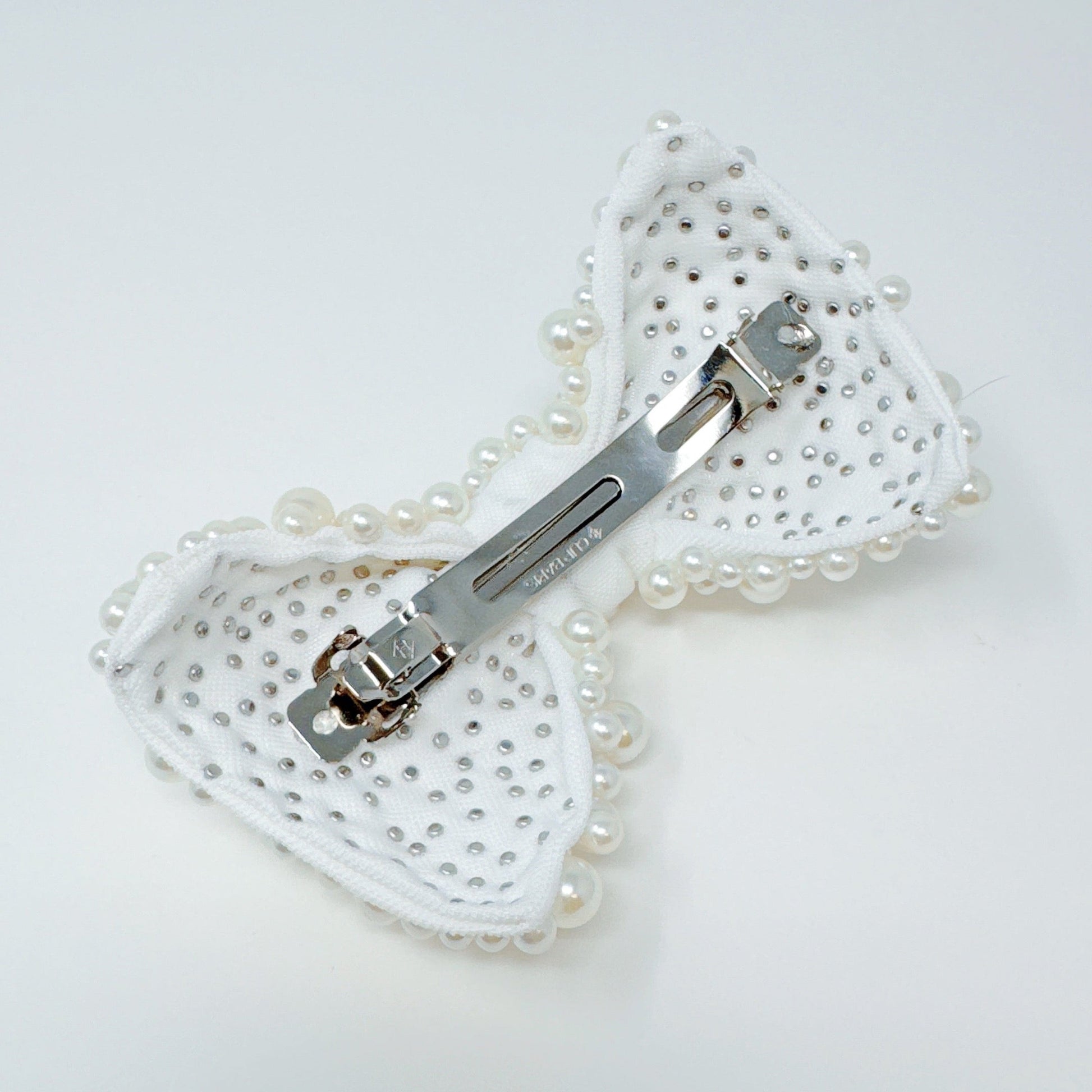Adorned Pearl Bow Hair Clip-3