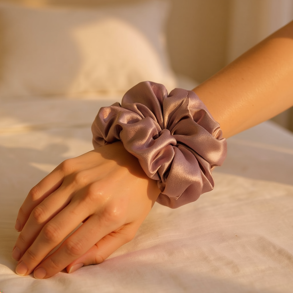 100% Silk Scrunchie Pink