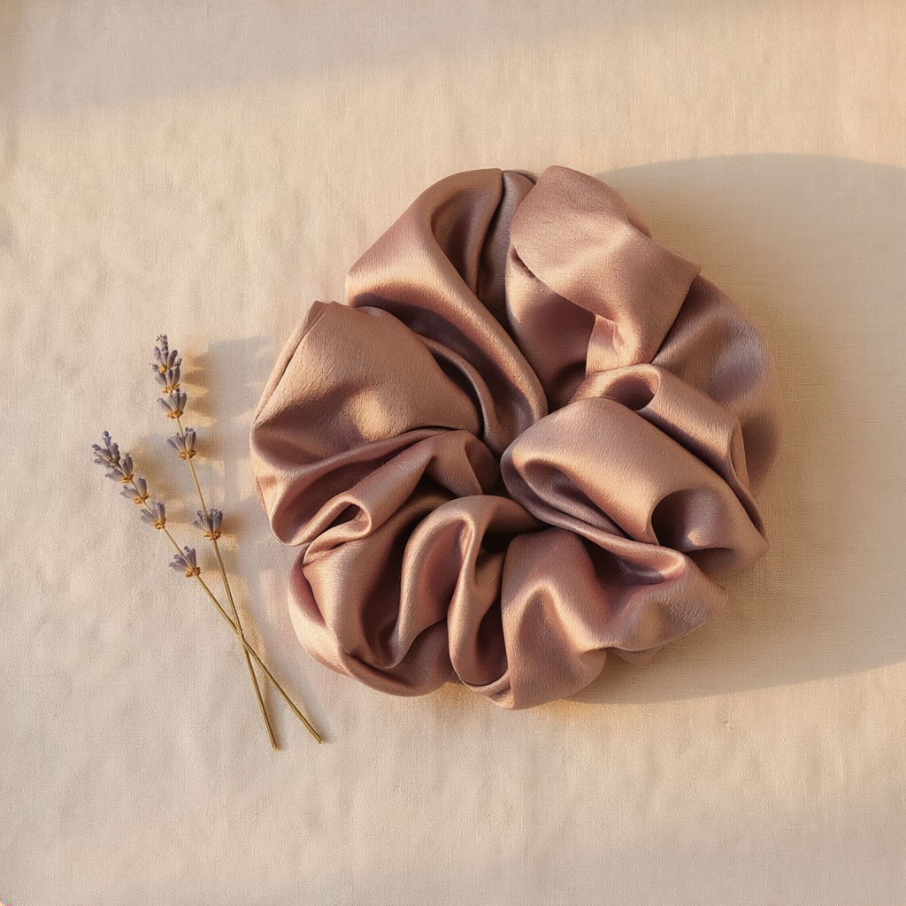 100% Silk Scrunchie Pink