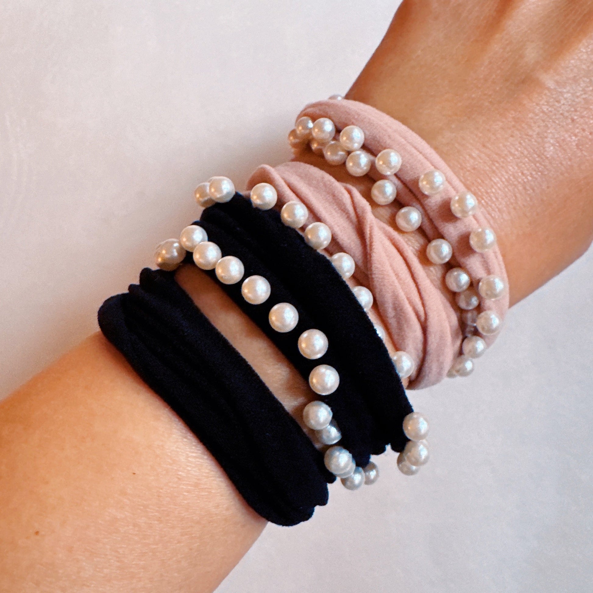 Pearl Embellished Hair Tie Set of 4-3