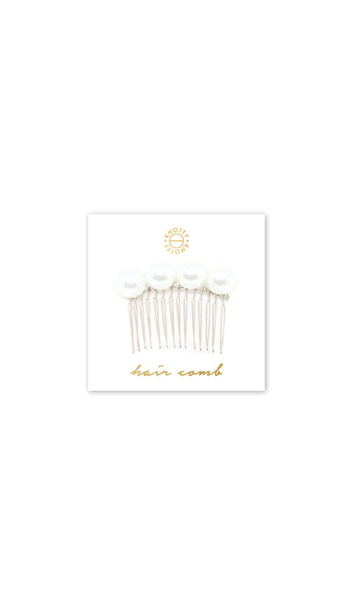 XL Pearl Hair Comb | Pearl/Rhodium-0